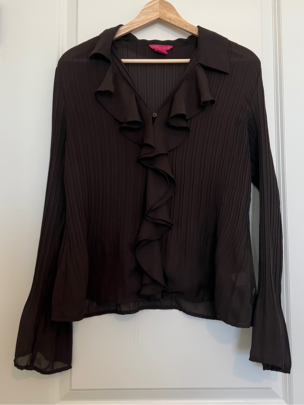 Sunny Leigh Brown Ruffled Long-Sleeve Blouse